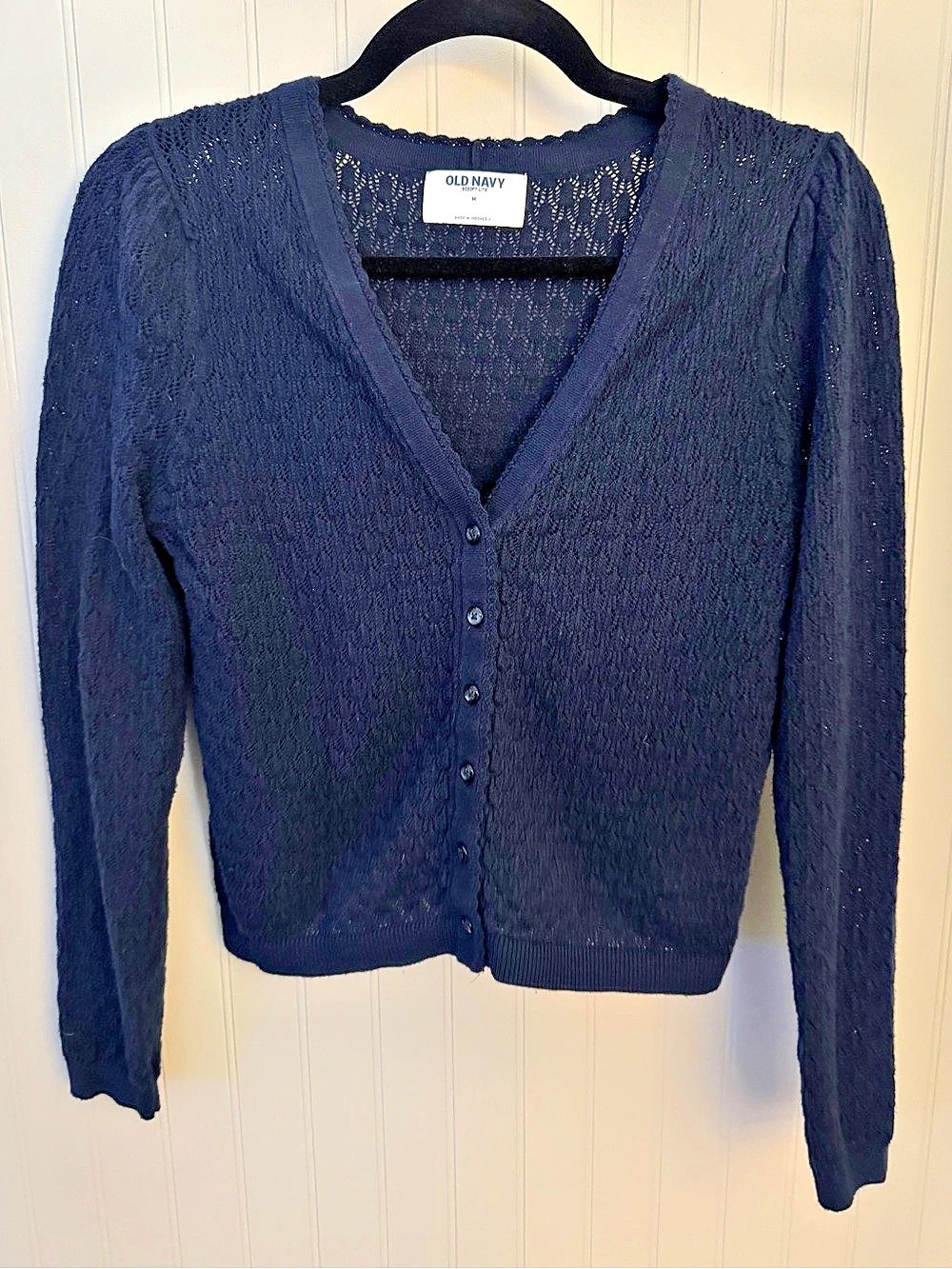Old Navy SoSoft Lite Cropped Cardigan Sweater Blue Medium